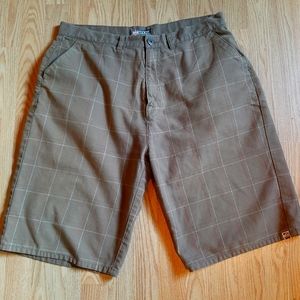 Split Brown Plaid Flat Front Shorts EUC
